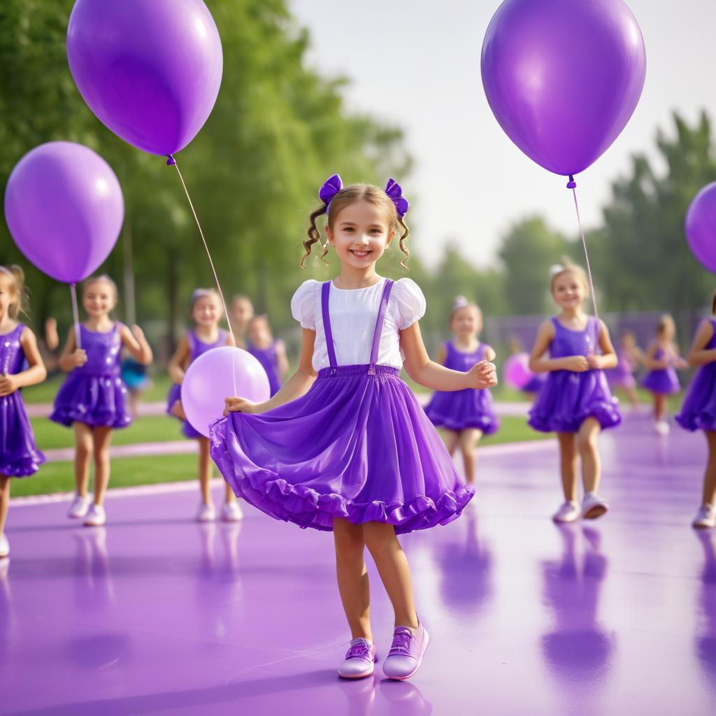 Joyful Girl with Balloons at Playground