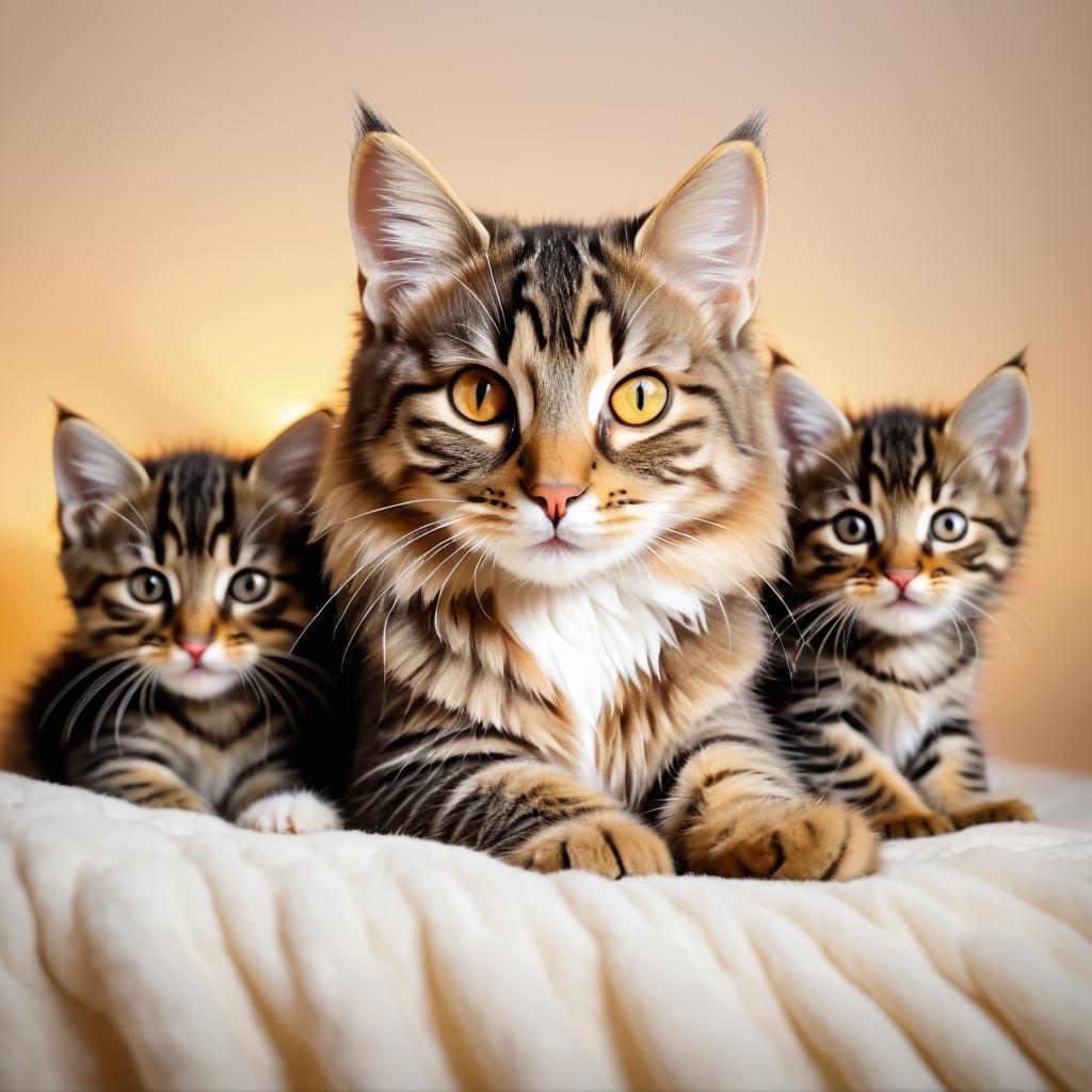 Cozy Tabby Cat Family Portrait