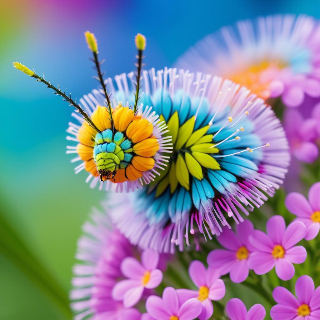 Macro Photography of a Caterpillar on Flower