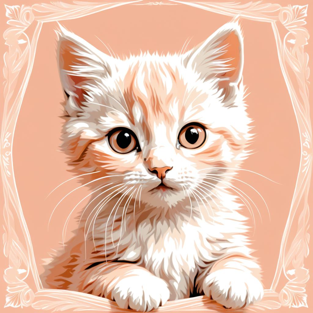 Playful Kitten in Soft Peach Tones