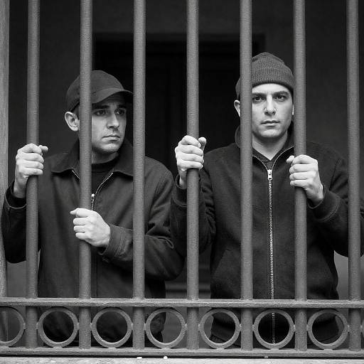 Dramatic Portrait of Men Behind Bars
