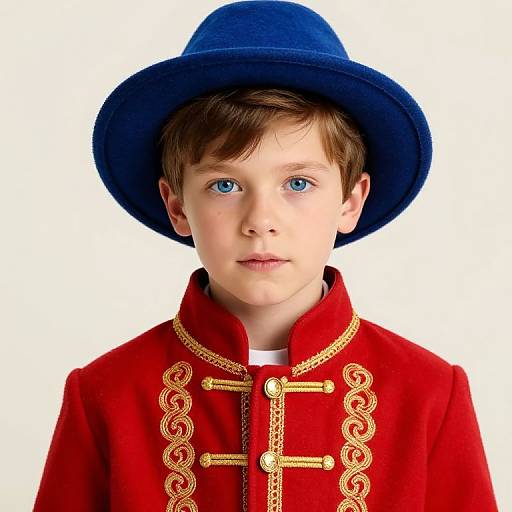 Boy in Embroidered Red Coat
