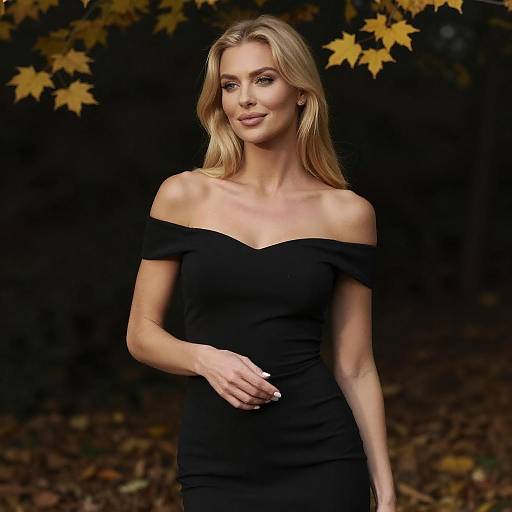 Blonde Woman in Black Dress Portrait