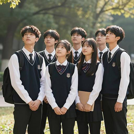 Outdoor Group of High School Students