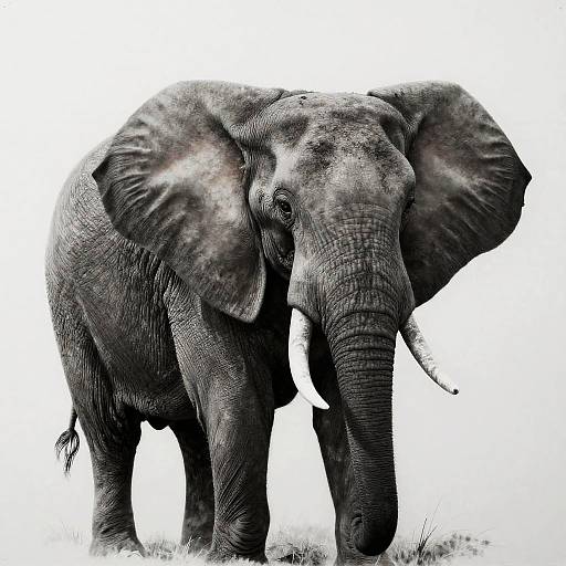 Hyper Realistic Black and White Elephant Drawing