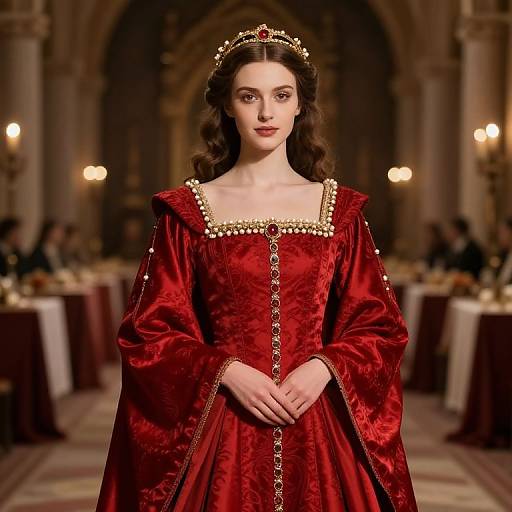 Crimson Silk Medieval Royalty Dress