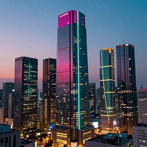 Cyberpunk Neotokyo Skyline at Dusk