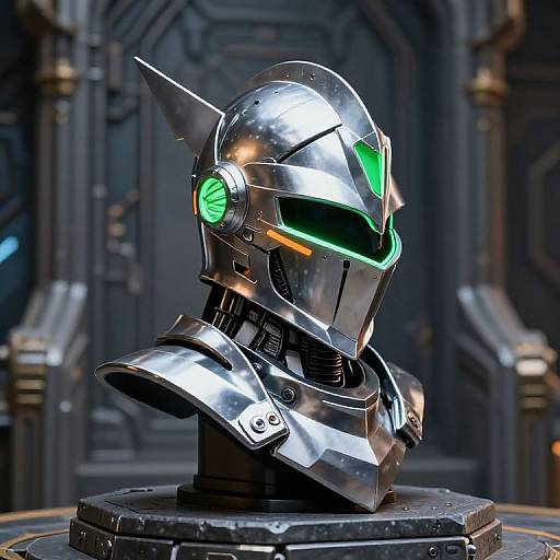 Futuristic Knight Helmet with Neon Accents