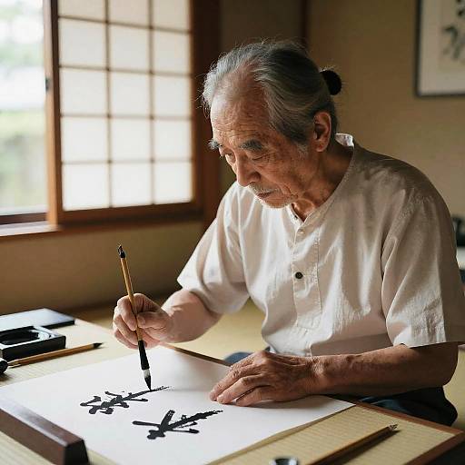 Old Man Practicing Calligraphy