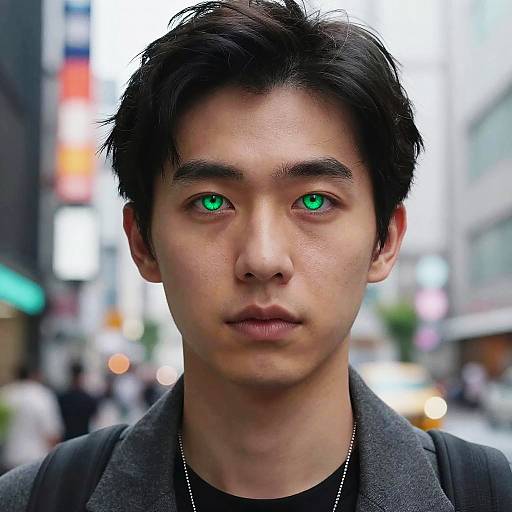 Japanese Portrait with Neon Street Fashion