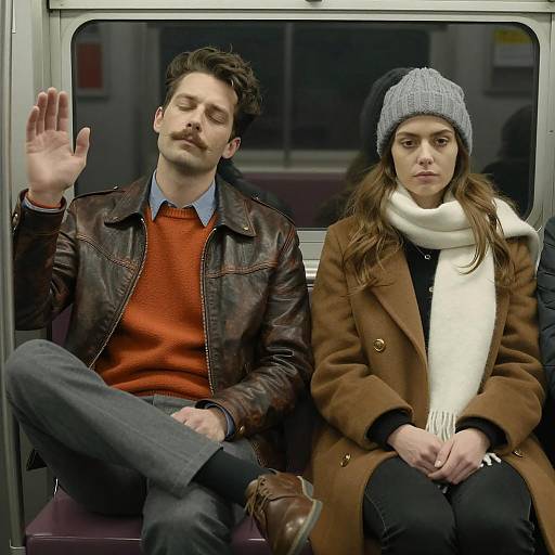 Subway Scene with Two Unique Figures