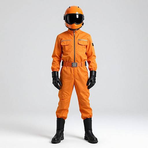 Male in Orange Flight Suit Costume