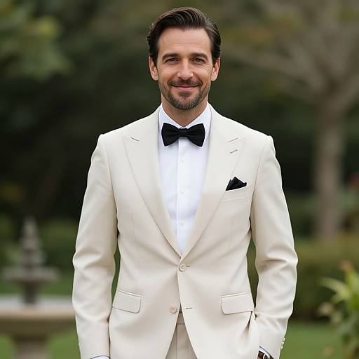 Dapper Man in Elegant Garden