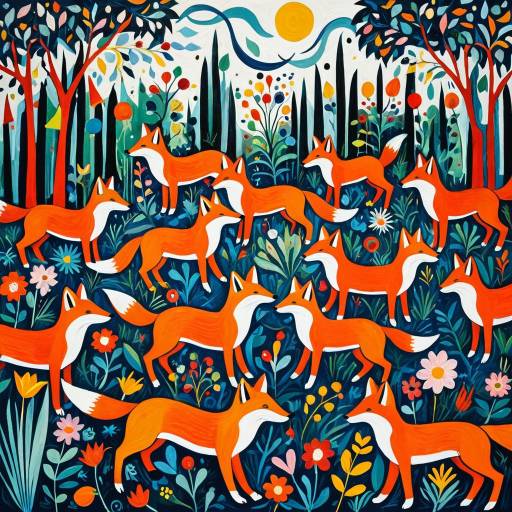 Picasso-style Abstract Fox Garden