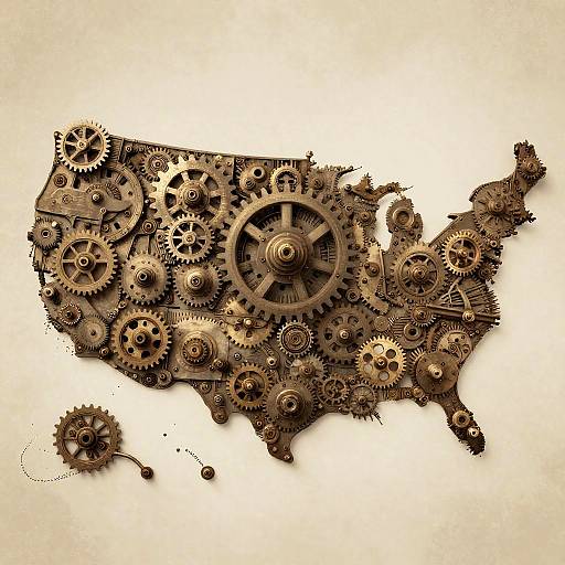 Steampunk Mechanical US Map