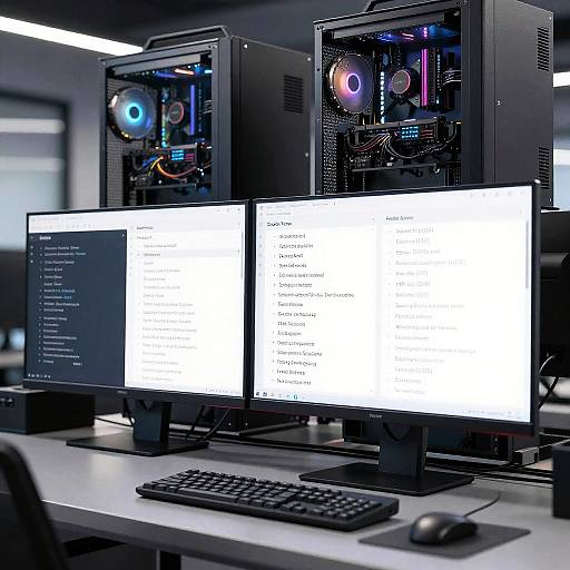 High-Tech Workstation with Specs Overlay