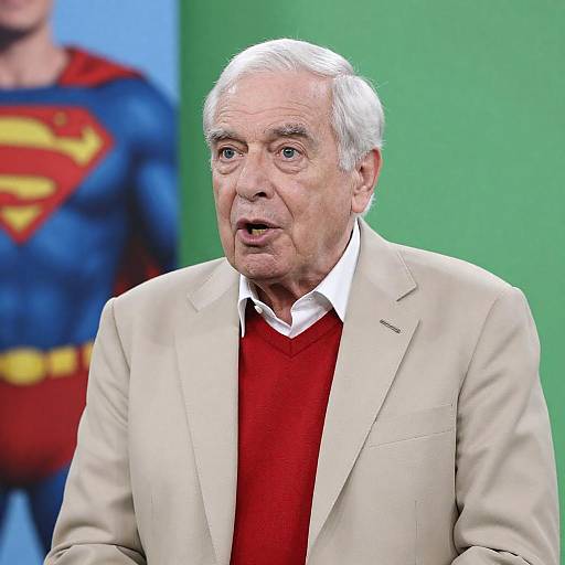 Engaged Elderly Man in Colorful Room