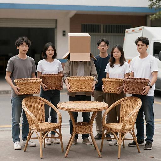Casual Group Photo with Wicker Furniture