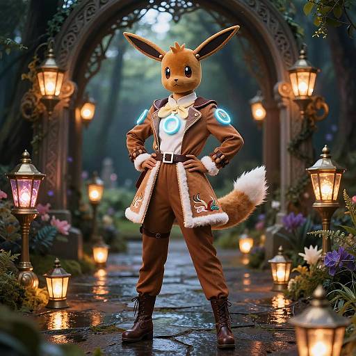 Sylveon-Inspired Cosplay in Enchanted Forest