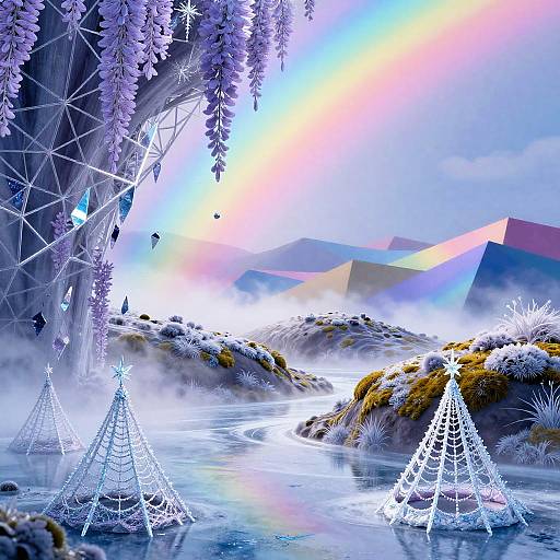 Surreal Dreamscape with Frozen Lavender