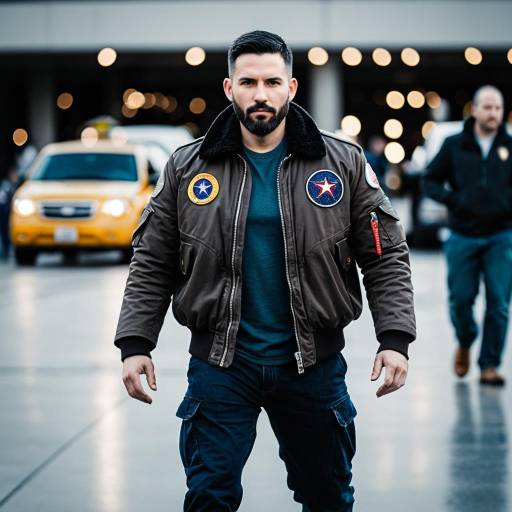 Man in Aviation Jacket Standing Outdoors