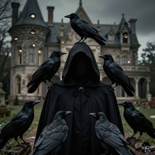 Creepy Retro Photo with Crows