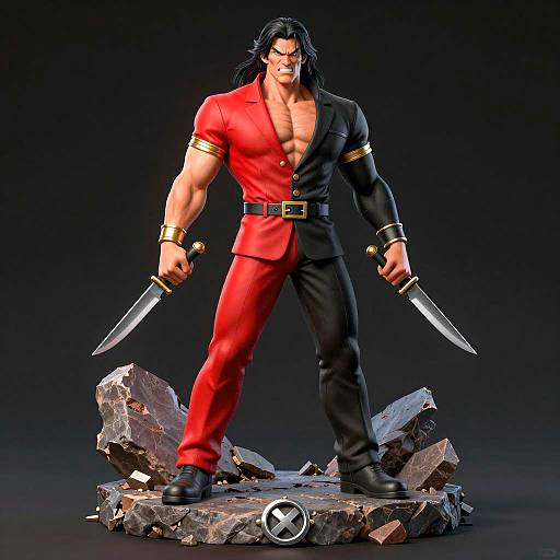 Furious Warrior in Black and Red