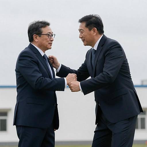 Intense Confrontation Under Cloudy Skies