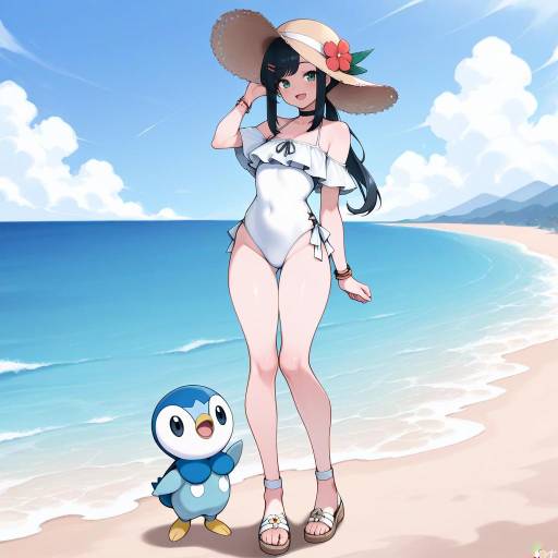 Piplup and Girl at the Beach