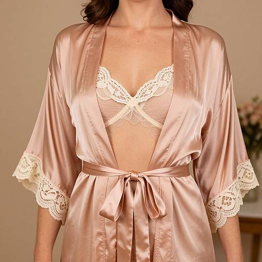 Vintage Pin-Up Woman in Satin Robe