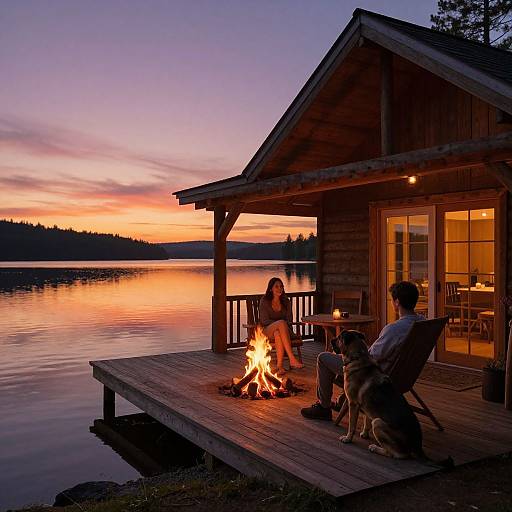 Sunset Serenity at Lakeside Cabin