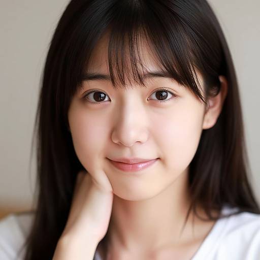 Hyperrealistic Portrait of Embarrassed Woman