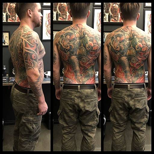 Intricate Full-Back Mythical Tattoo