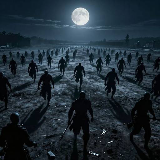 Sentient Shadows Marching Under Moonlight