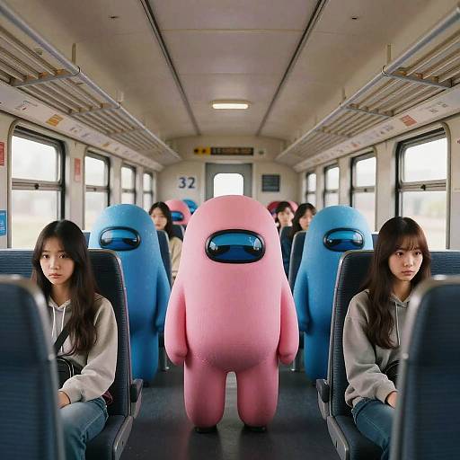 Photorealistic Among Us in Train Interior