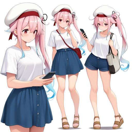 Stylish Girl with Gradient Hair and Phone
