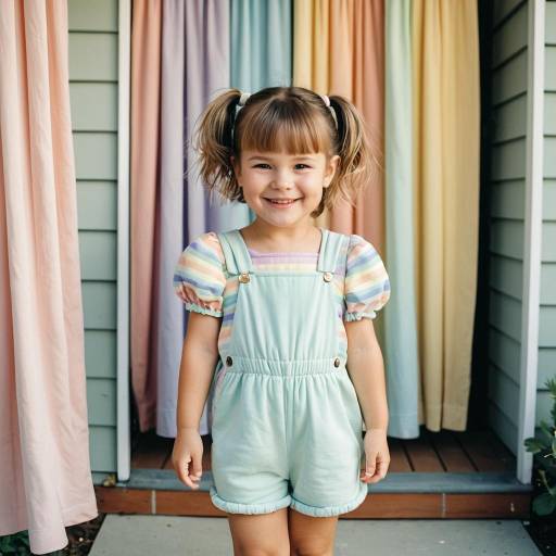 Smiling Toddler Girl in Pastel Romper