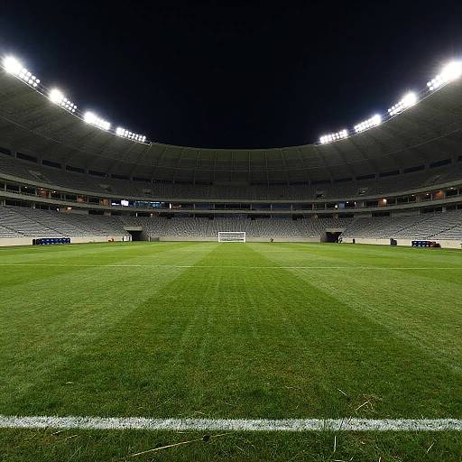 Nighttime Football Field Under Stadium Lights