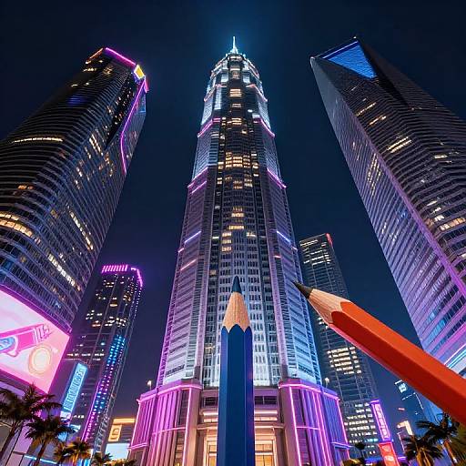 Futuristic Neon Cityscape at Night