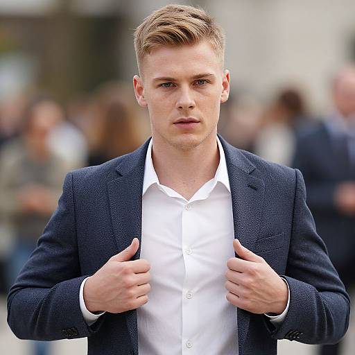 Realistic Blonde Male in Open Jacket