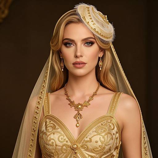 Blonde Woman in Gold Dress