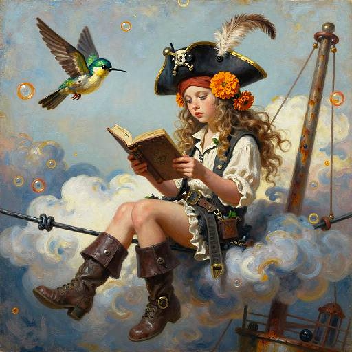 Surreal Pirate Girl on Wire