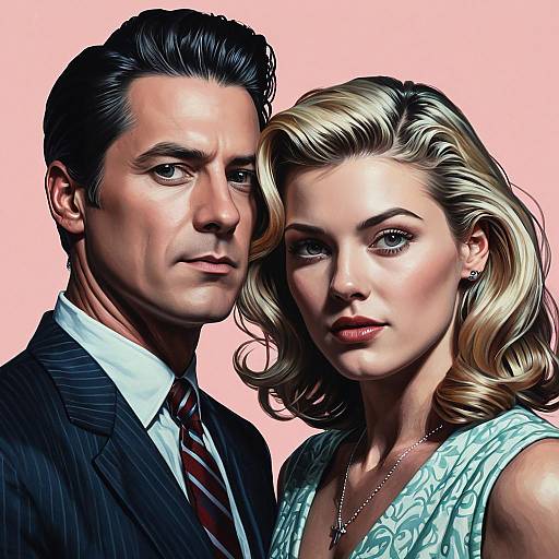 Digital Painting of Dale Cooper and Laura Palmer from Twin Peaks