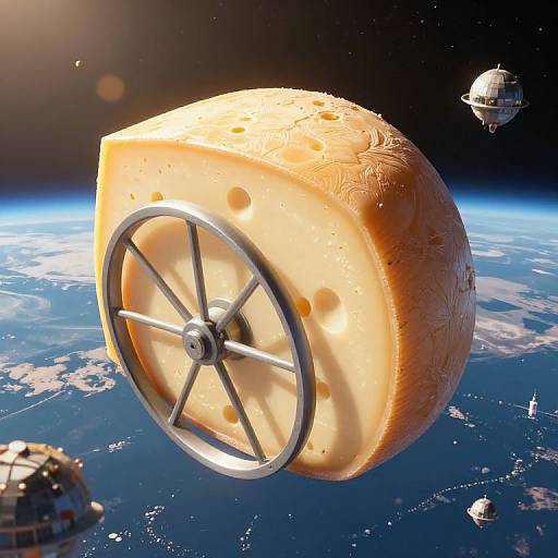 Enormous Wheel of Cheese Orbiting Earth