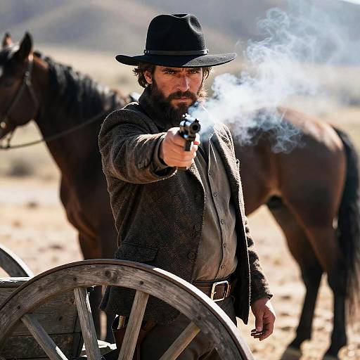 Western Cowboy Firing Revolver