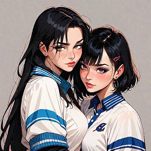 Two Girls in Letterman Jackets