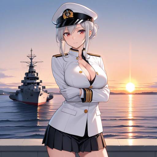 Confident Naval Commander at Sunrise