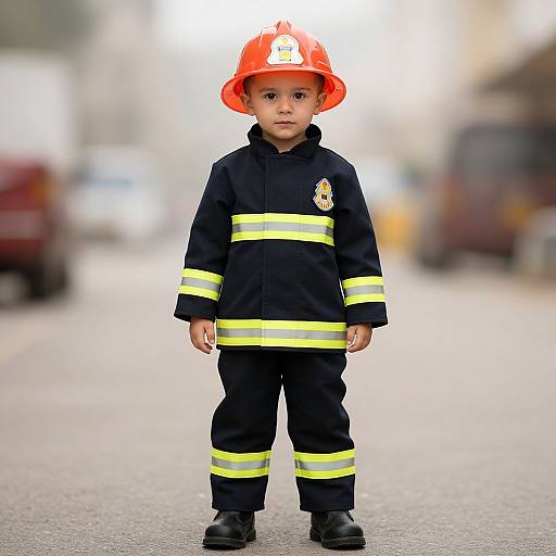 Toddler in Fireman Costume