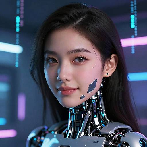 Futuristic AI Female Robot Portrait
