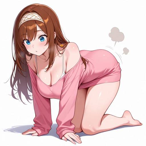 Brunette Beauty in Playful Pink Dress Brunette Beauty in Playful Pink Dress